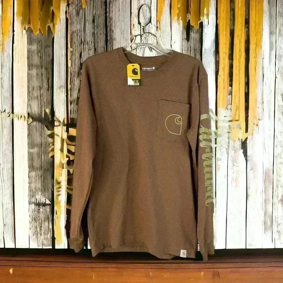 Carhartt 105421 Relaxed Fit Heavyweight C-Graphic T-Shirt Long Sleeve Size Small - Picture 2 of 9
